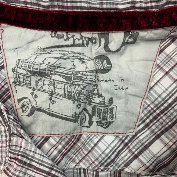 Quiksilver Button Up Shirt Mens L Large White Gray Plaid Long Sleeve Cotton - Picture 10 of 13